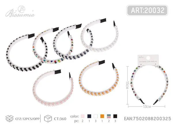 Diadema con cristales y perlas