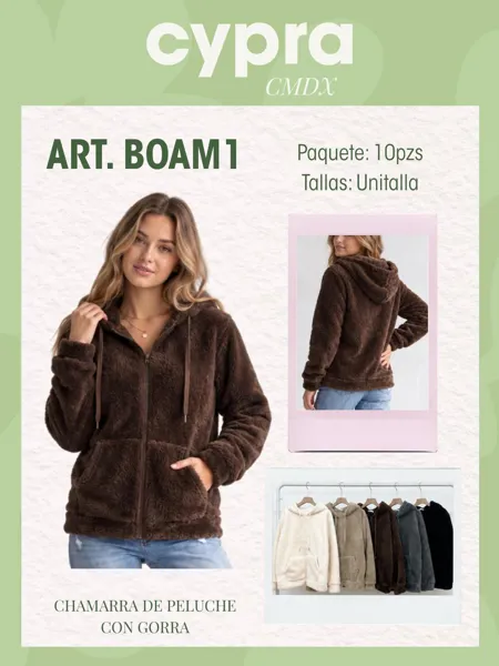 Chamarra de peluche con gorra