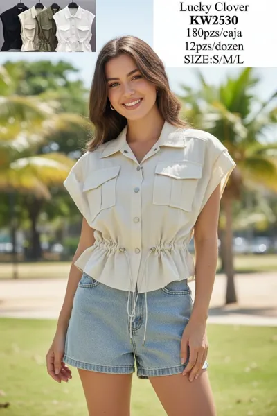 Blusa tipo cargo con cordón ajustable