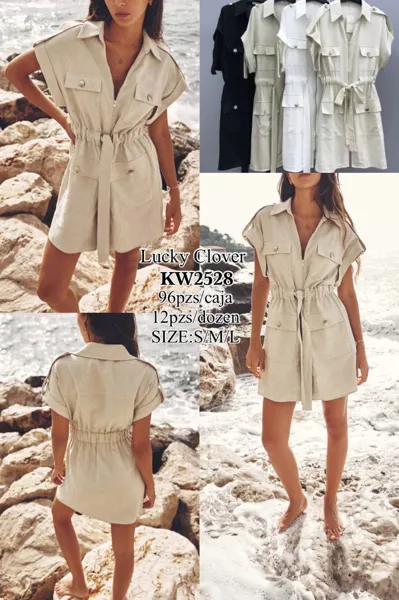 Vestido corto tipo safari
