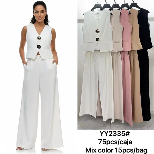 Conjunto de chaleco y pantalón palazzo-YY2335