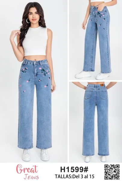 Pantalones de mezclilla bordados
