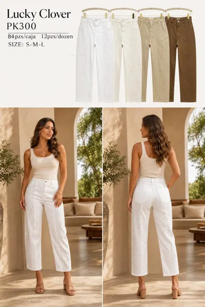 Pantalones casuales con estampado de puntos