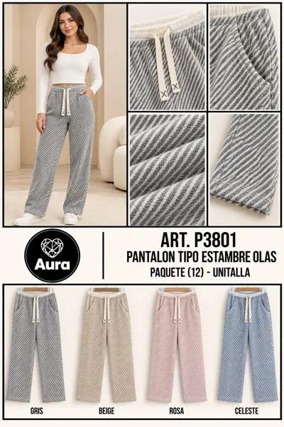 Pantalón tipo estambre olas