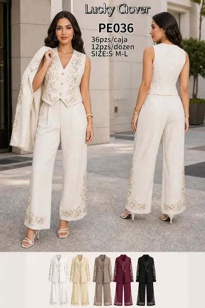 Conjunto de chaleco, pantalón y blazer