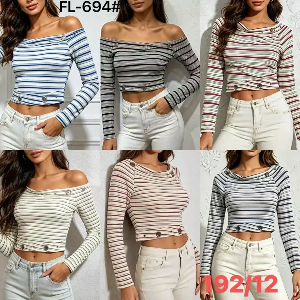Blusa de manga larga con hombros descubiertos