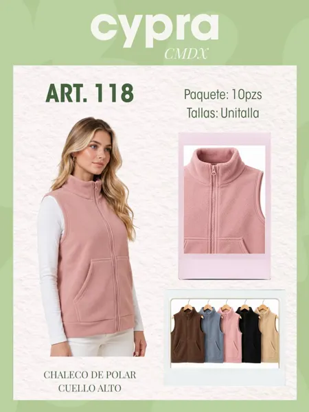 Chaleco de polar cuello alto