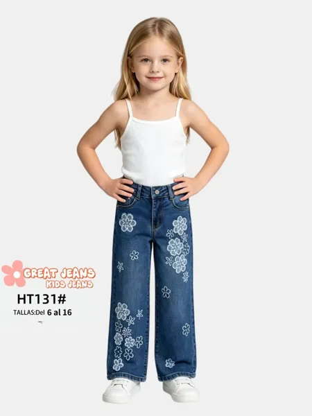 Jeans de pierna ancha para niña