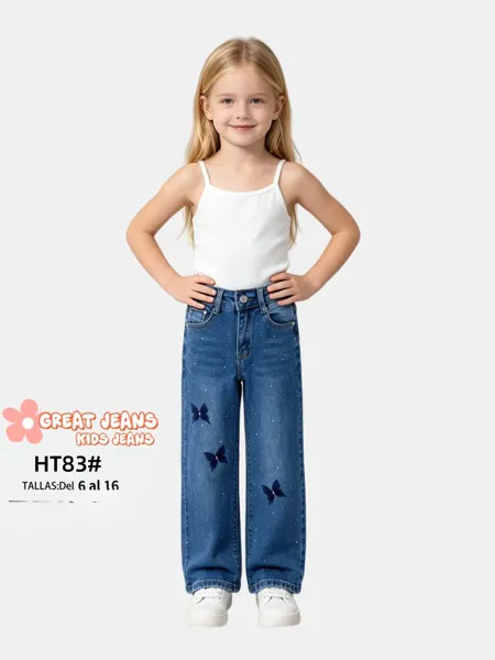 Jeans de pierna ancha para niña