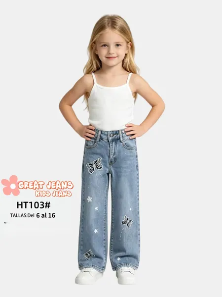 Jeans de pierna ancha para niña