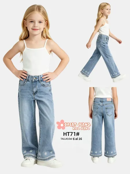 Jeans de pierna ancha para niña