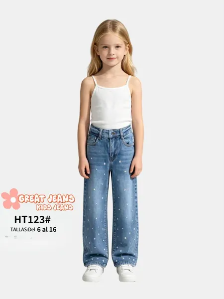 Jeans de pierna ancha para niña