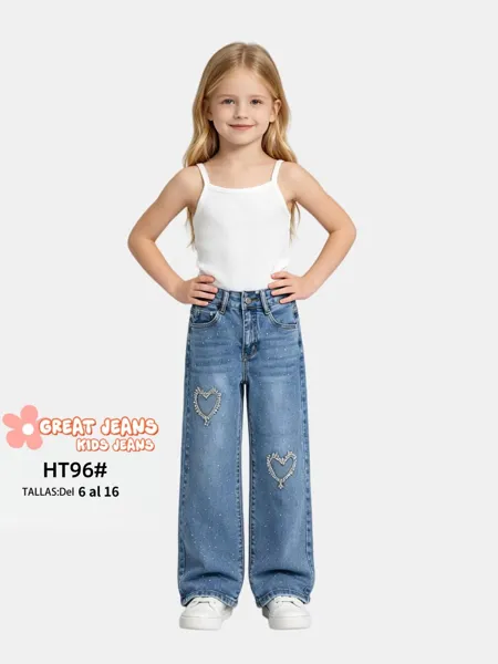 Jeans de pierna ancha para niña
