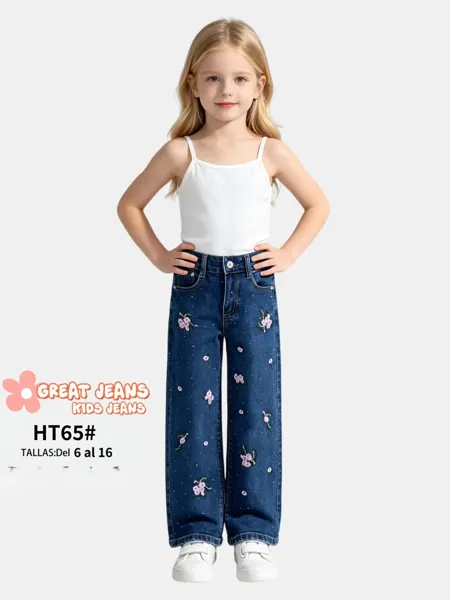 Jeans de pierna ancha para niña