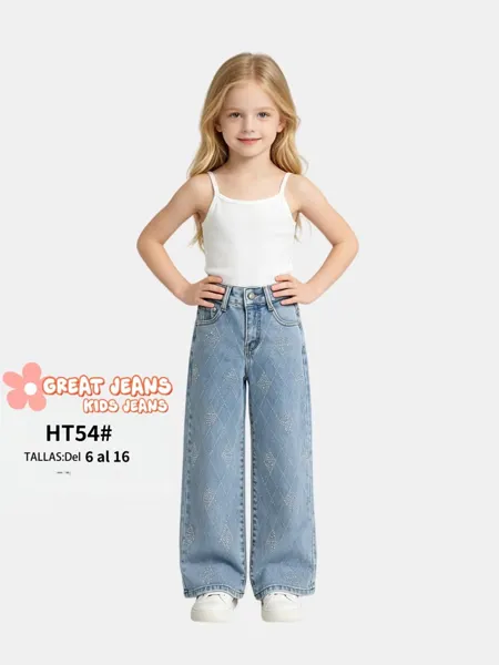 Jeans de pierna ancha para niña