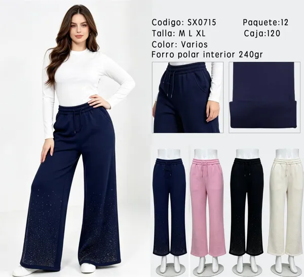 Pantalón de pierna ancha con forro polar