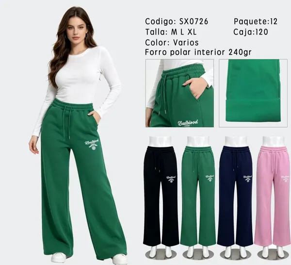 Pantalón deportivo de pierna ancha con forro polar