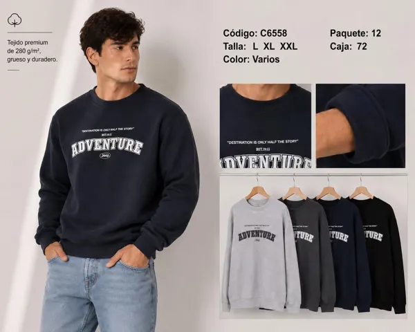 Sudadera cuello redondo de felpa
