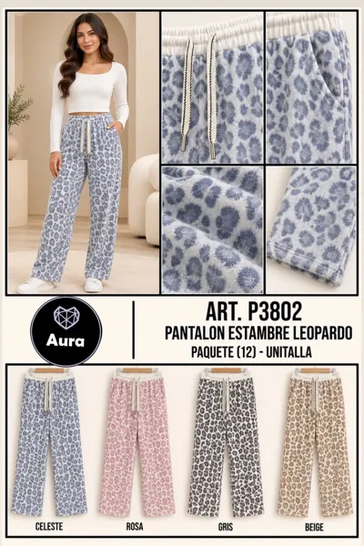 Pantalón estambre leopardo
