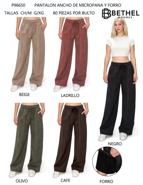 Pantalón ancho de micropana y forro