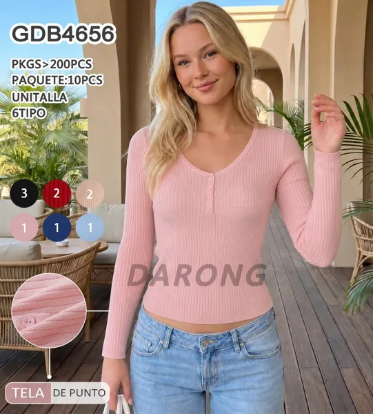 Blusa de manga larga con botones