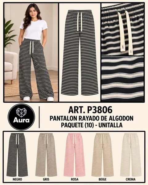 Pantalón rayado de algodón