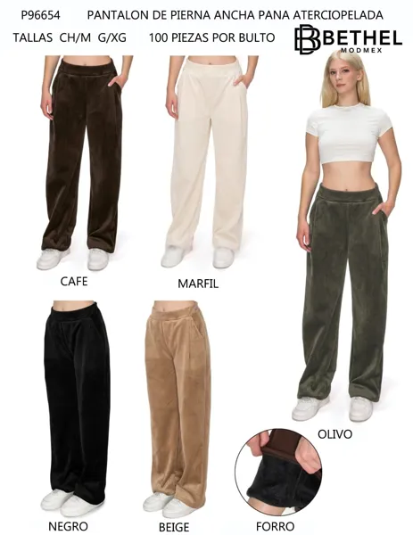 Pantalón de pierna ancha aterciopelado