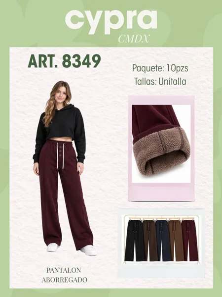 Pantalón aborregado de pierna ancha