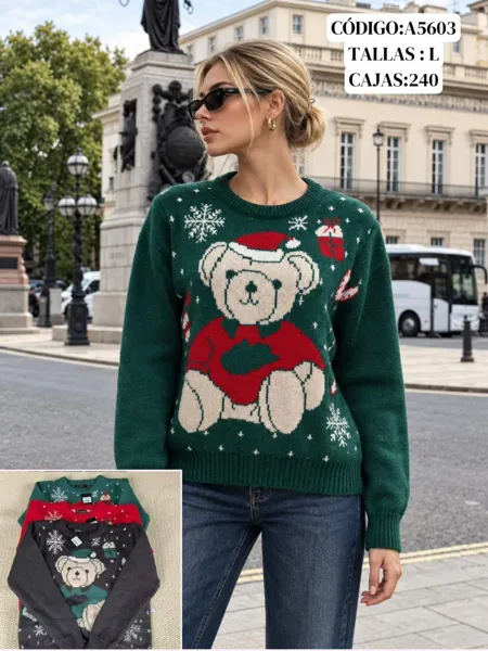Suéter navideño de oso