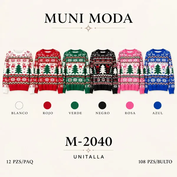 Suéter navideño de reno y árbol