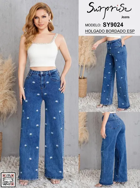 Jeans Holgado Bordado Especial Surprise