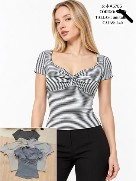 Blusa de manga corta con nudo frontal