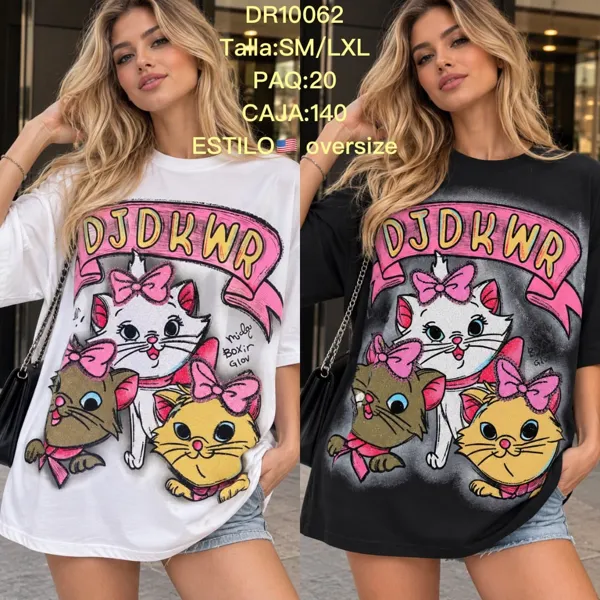 Playera oversize estampado Aristogatos