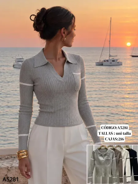 Suéter de punto con cuello polo