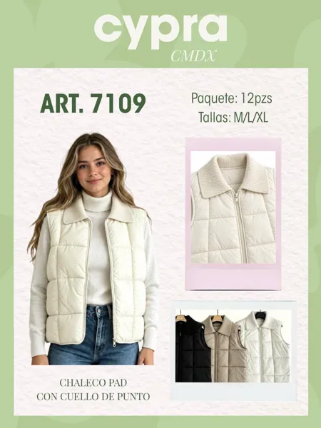 Chaleco Pad con cuello de punto