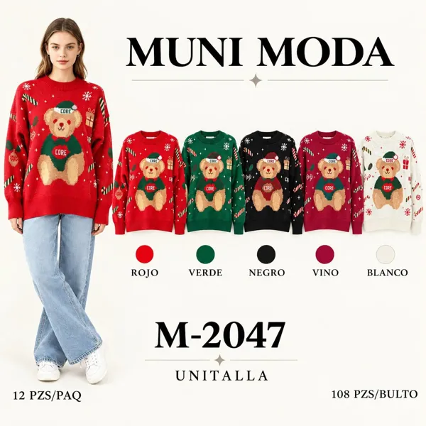 Suéter navideño de oso