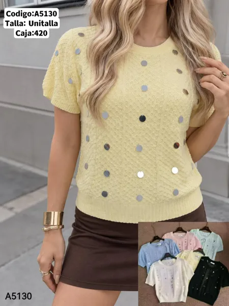 Blusa de punto con lentejuelas