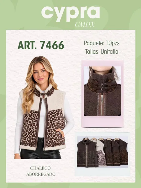 Chaleco aborregado con estampado de leopardo