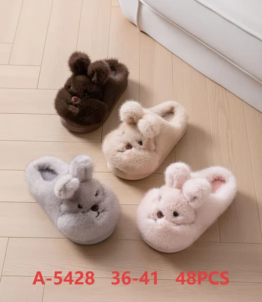 Pantuflas de felpa con diseno de conejo para mujer