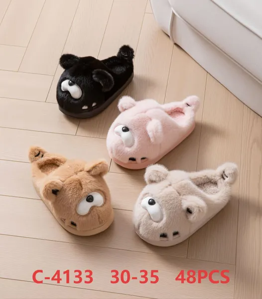 Pantuflas de felpa con diseno de osito para ninos