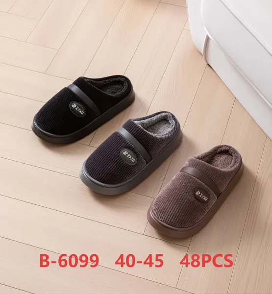Pantuflas de felpa cerradas con correa para hombre