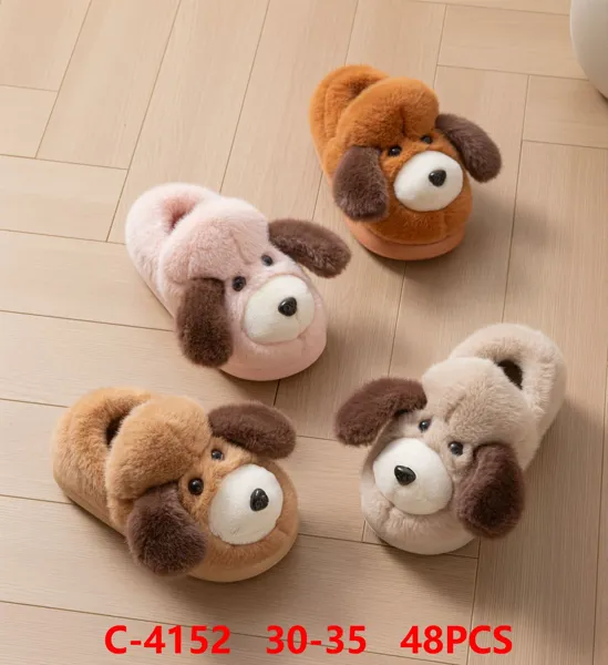 Pantuflas de felpa con diseno de perrito orejon para ninos