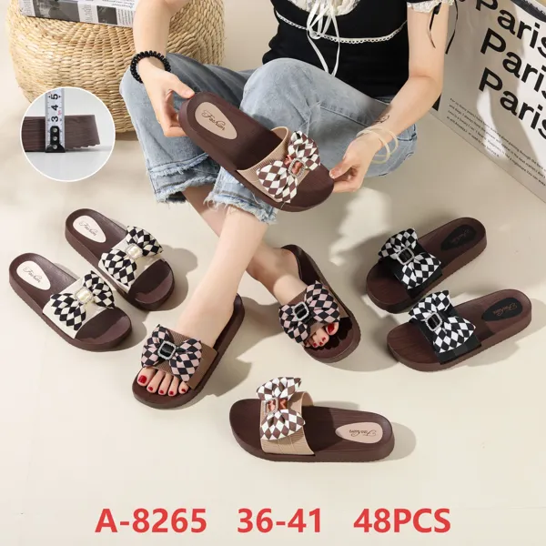 Sandalias de plataforma con mono de cuadros para dama