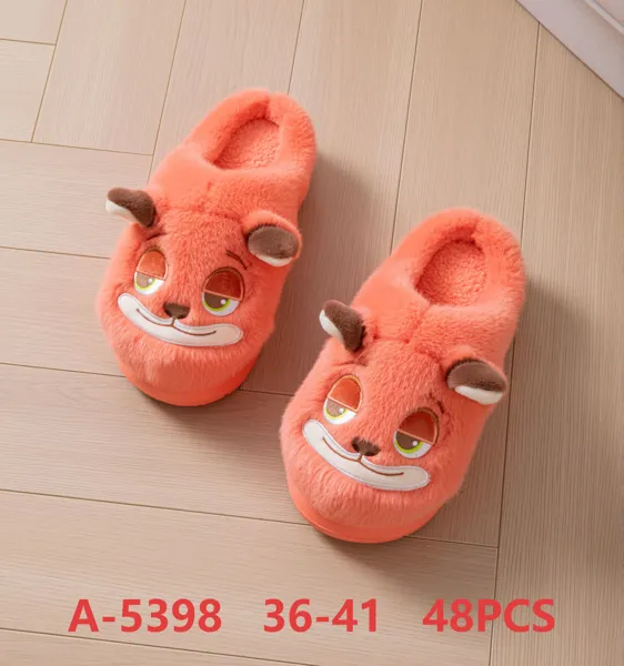 Pantuflas de felpa con cara de zorro para mujer