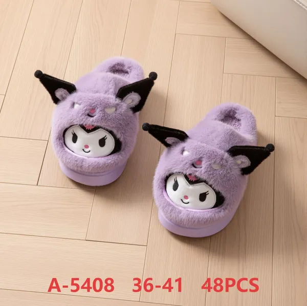 Pantuflas de felpa de Kuromi para mujer