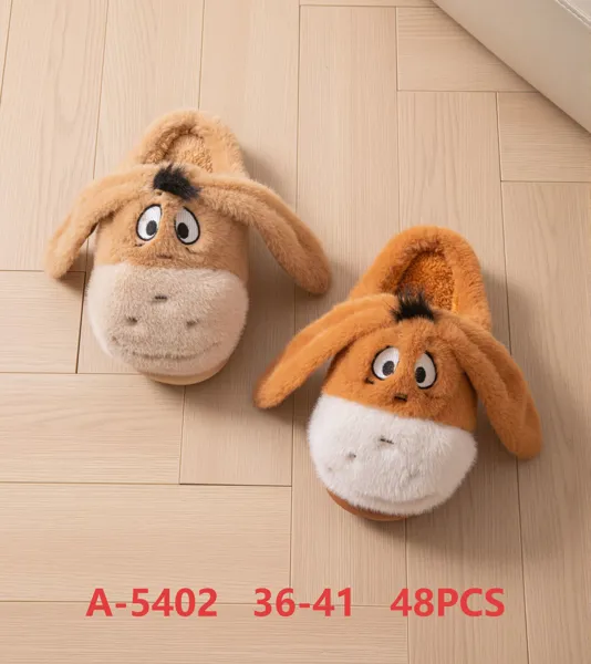 Pantuflas de felpa con diseño de burrito para mujer
