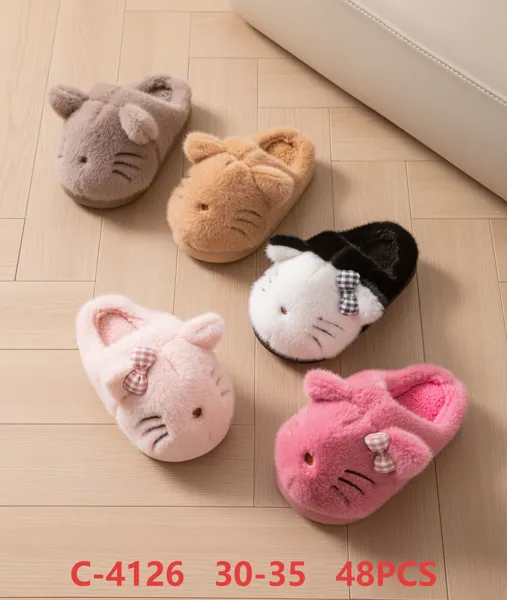 Pantuflas de felpa con diseño de gatito para niños