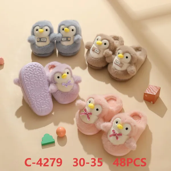 Pantuflas de felpa con diseño de pingüino para niños