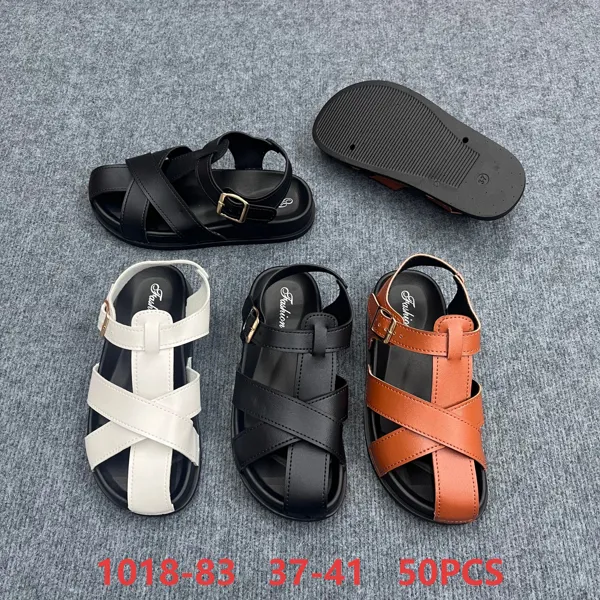 Sandalias de piel sintética con tiras cruzadas para mujer