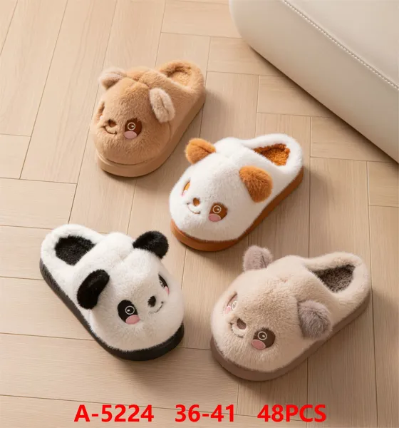 Pantuflas de felpa con cara de animalitos para mujer